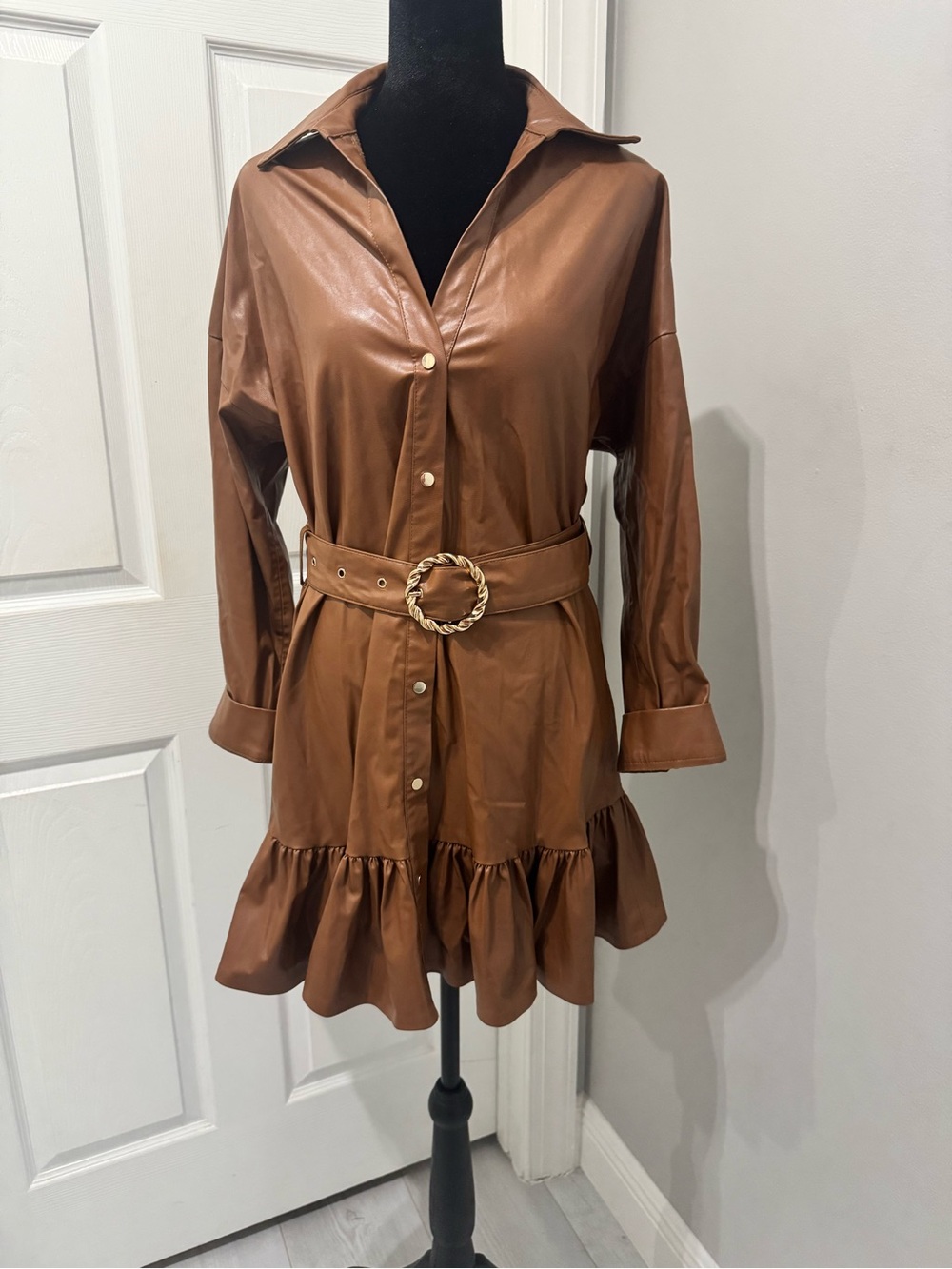 Zara brown pleather dress size XS